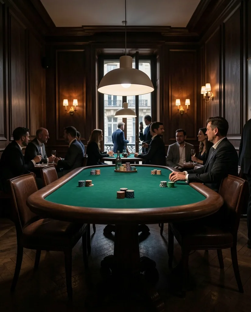 Ambiance stratégique du salon de poker privé