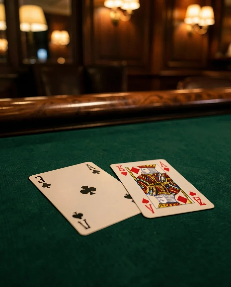Cartes fermées sur table de Texas Hold'em au club Lanistom